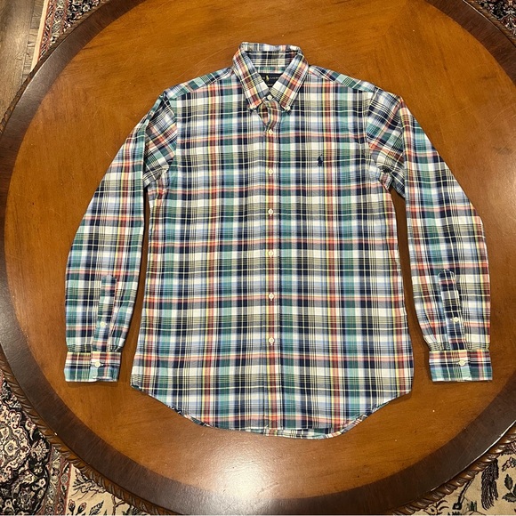 Ralph Lauren Men’s Custom Fit Multicolor Plaid Button Down Shirt Medium Slim - Picture 3 of 15